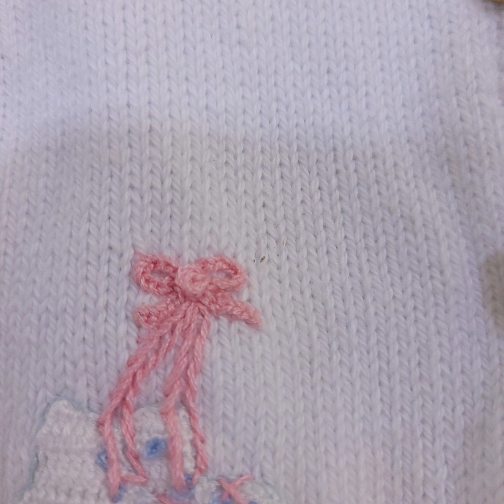 Little English White Hand Embroidered Ice Skate Cotton Cardigan Sweater 6M - Picture 7 of 10